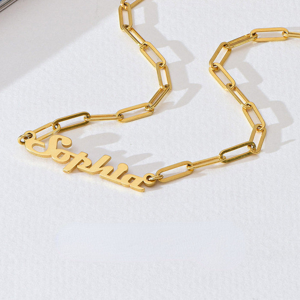 Custom Name Paperclip Chain Stackable Necklace