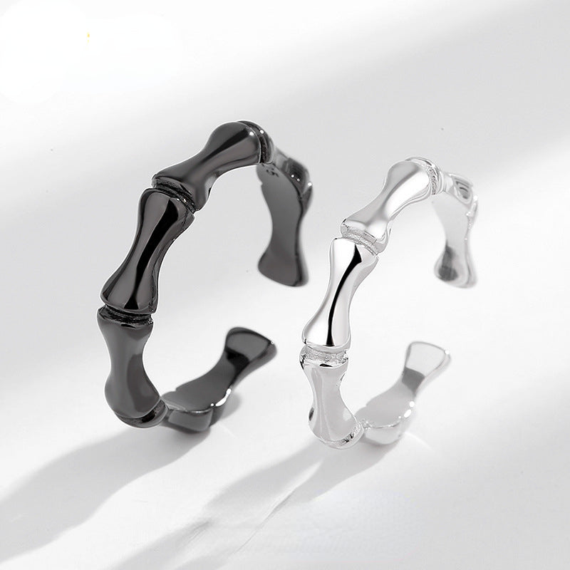 Bamboo Shaped Couple Promise Rings Set