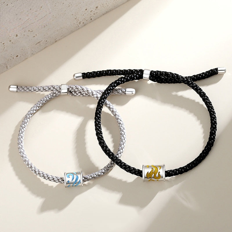 Matching Fire and Water Couple Bracelets Set
