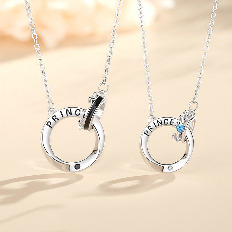 Prince Princess Interlocking Necklaces Set