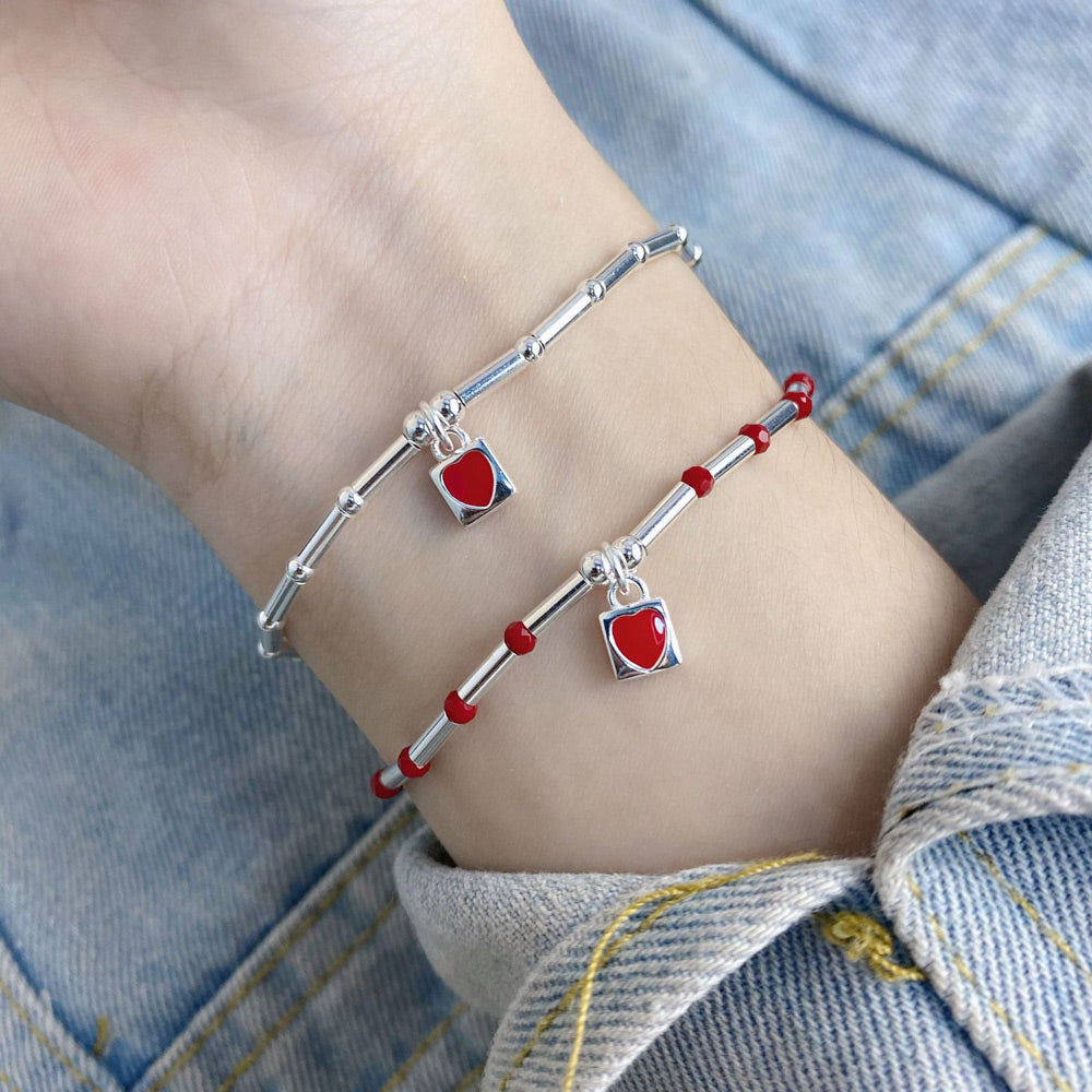 Matching Heart His Hers Bracelets Set