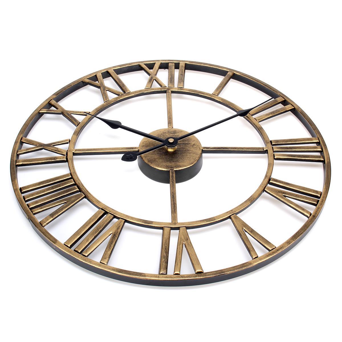 Roman Letters Large Silent Wall Clock 16 Inches Iron