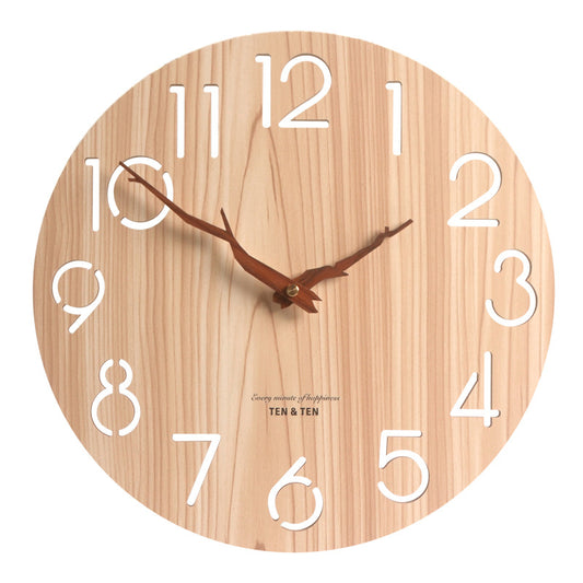 Nordic Wood Textured Battery Operated Silent Wall Clock 12 Inches