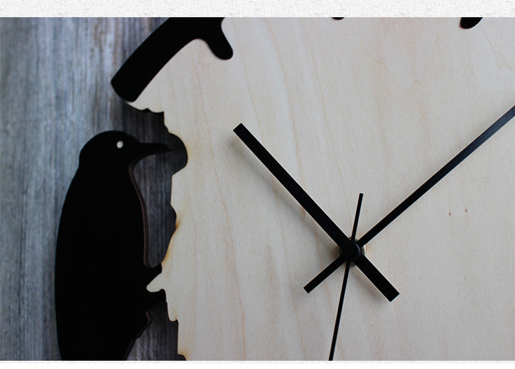 Woodpecker Analogue Wall Décor Clock for Home