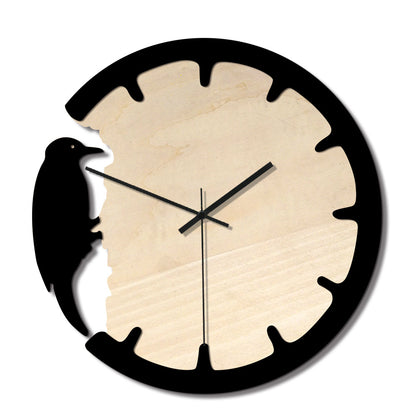 Woodpecker Analogue Wall Décor Clock for Home