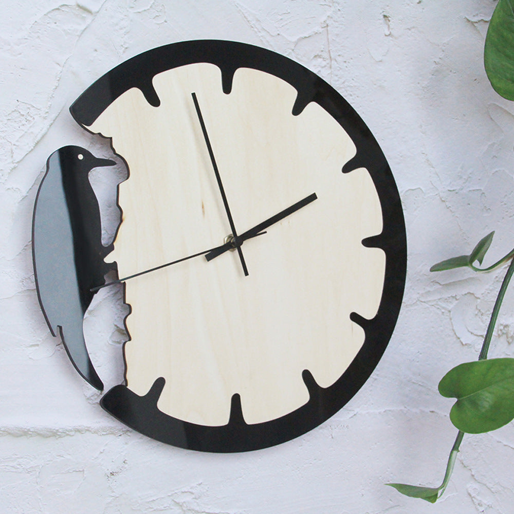 Woodpecker Analogue Wall Décor Clock for Home