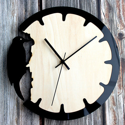 Woodpecker Analogue Wall Décor Clock for Home