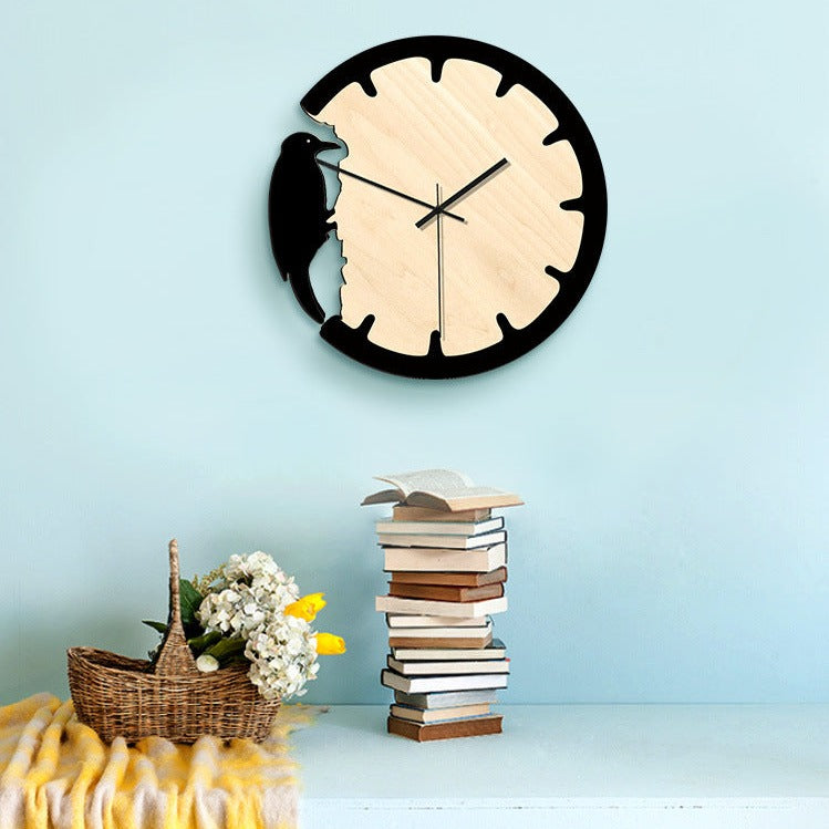 Woodpecker Analogue Wall Décor Clock for Home