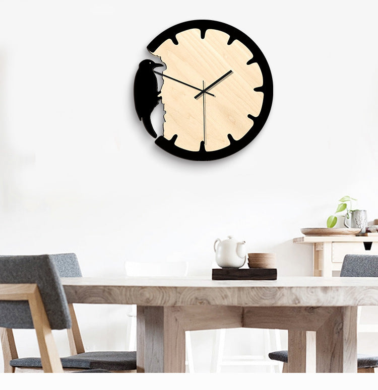 Woodpecker Analogue Wall Décor Clock for Home