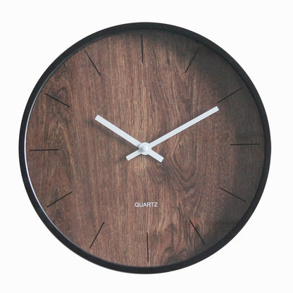 3D Wood Textured Silent Clock for Bedroom 12 Inches