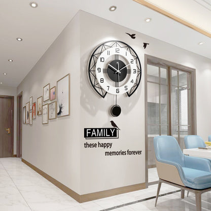 Decorative Pendulum Wall Clock for Livingroom Battery Operated