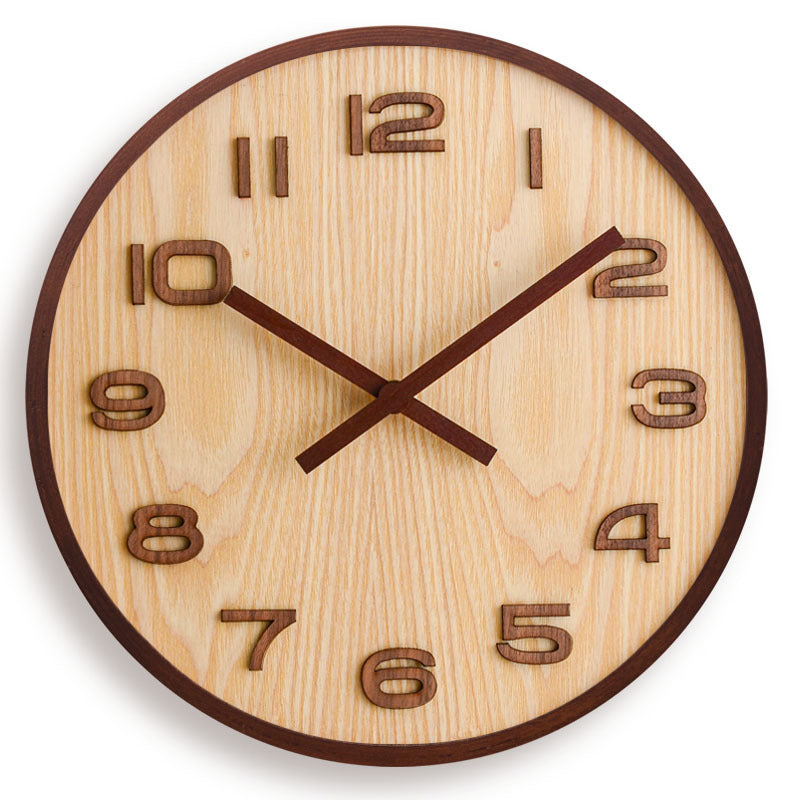 Solid Walnut Wood Battery Operated Clock for Livingroom