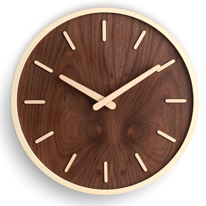 Solid Walnut Wood Battery Operated Clock for Livingroom