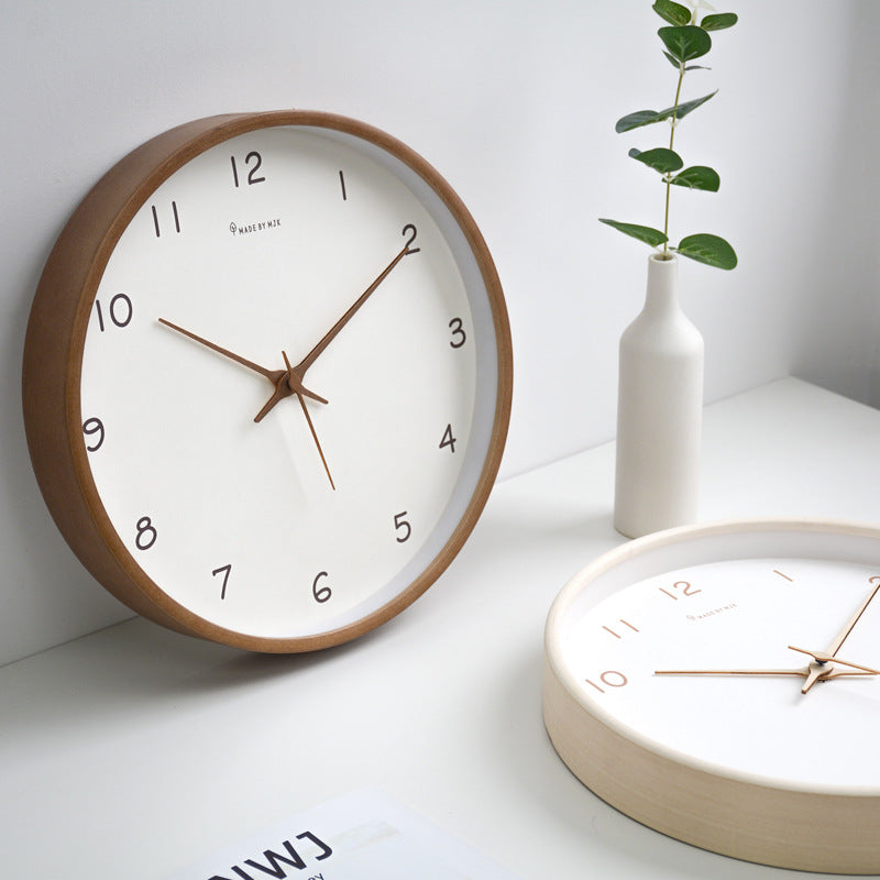 Loforay Simple Solid Wood Analogue Wall Clock for Home