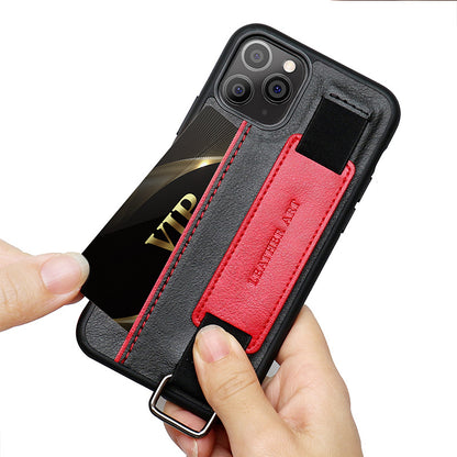 Protective Leather Case with Wrist Strap for iPhone 11 to 14 Plus Loforay.com