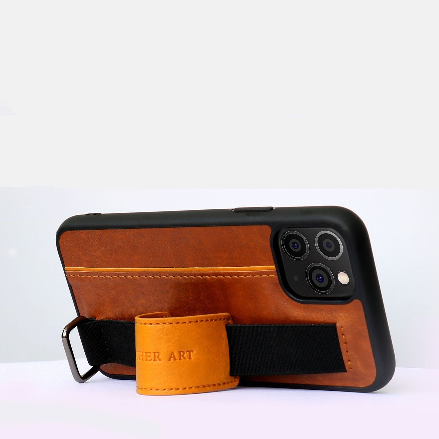Protective Leather Case with Wrist Strap for iPhone