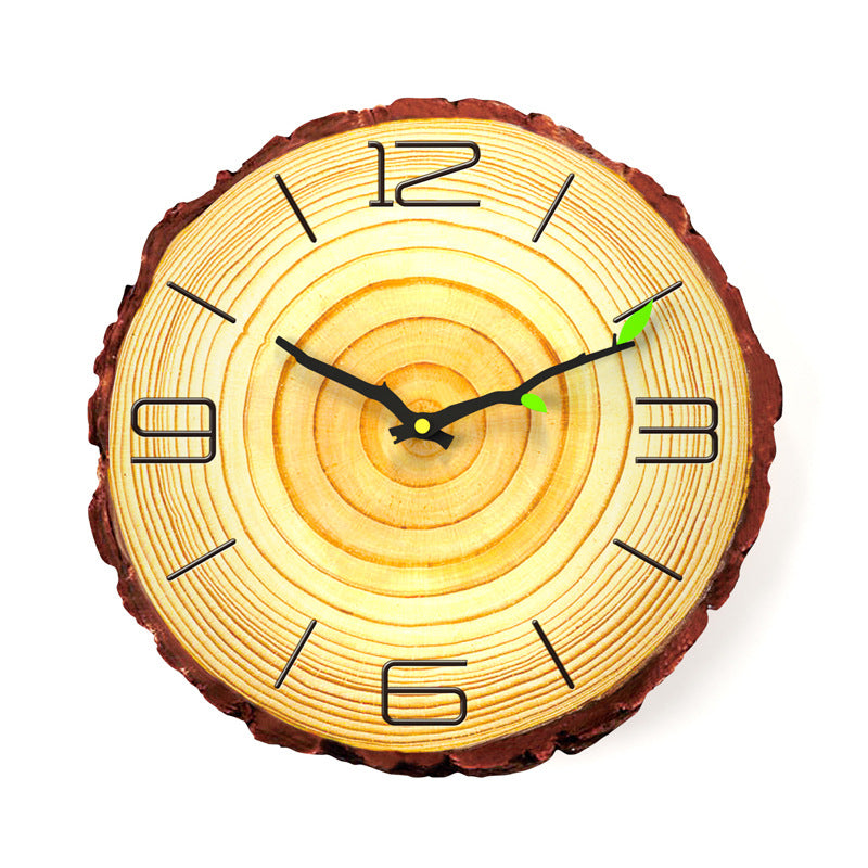 Nordic Wood Textured Silent Clock for Bedroom 12 Inches