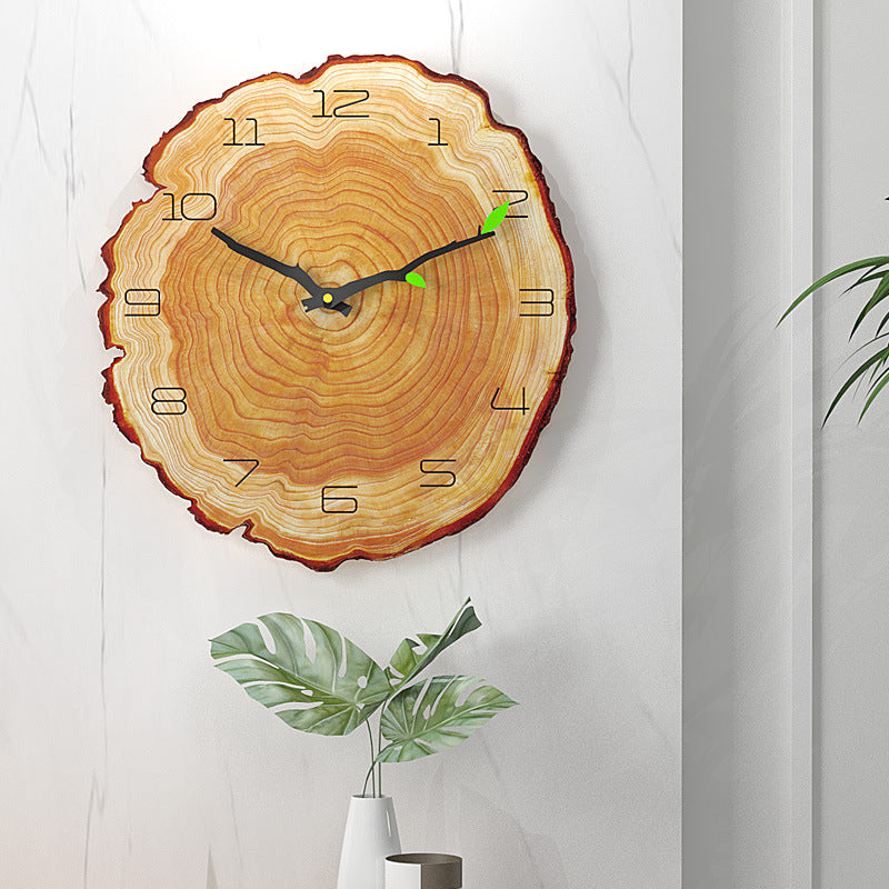 Wood UV Print Textured Silent Wall Clock 16 Inches