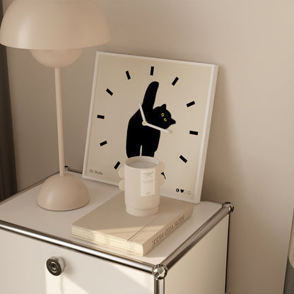 Black Cat Square Shaped Silent Wall Clock