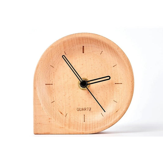 Solid Wood Minimalist Bedroom Desktop Silent Clock