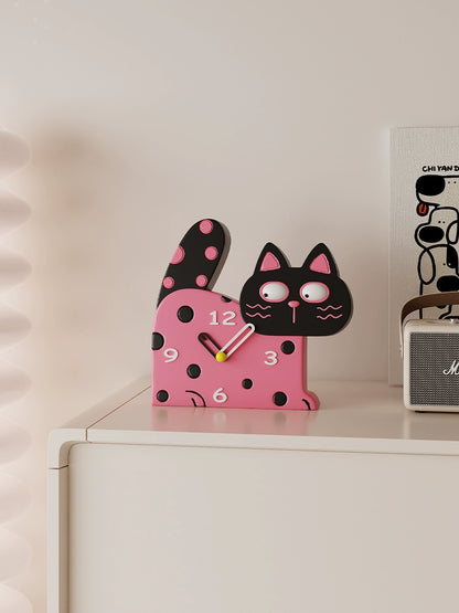 Cute Cat Kids Bedroom Table Silent Clock