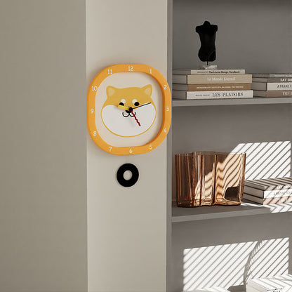 Dog Face Kids Bedroom Pendulum Silent Clock