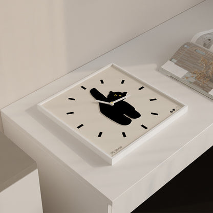 Black Cat Square Shaped Silent Wall Clock