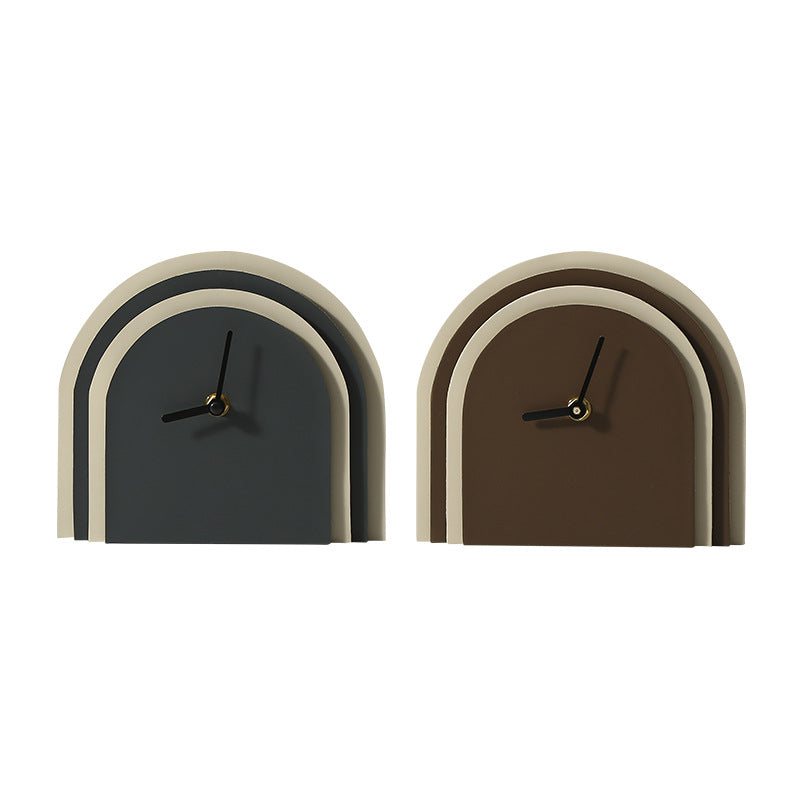 Multilayered Wooden Leather Cabinet Silent Clock