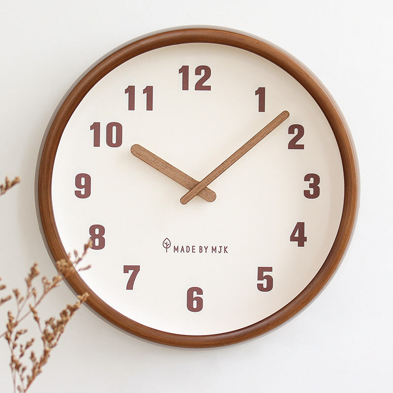 Natural Wood Round Silent Wall Deco Clock