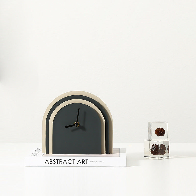 Multilayered Wooden Leather Cabinet Silent Clock