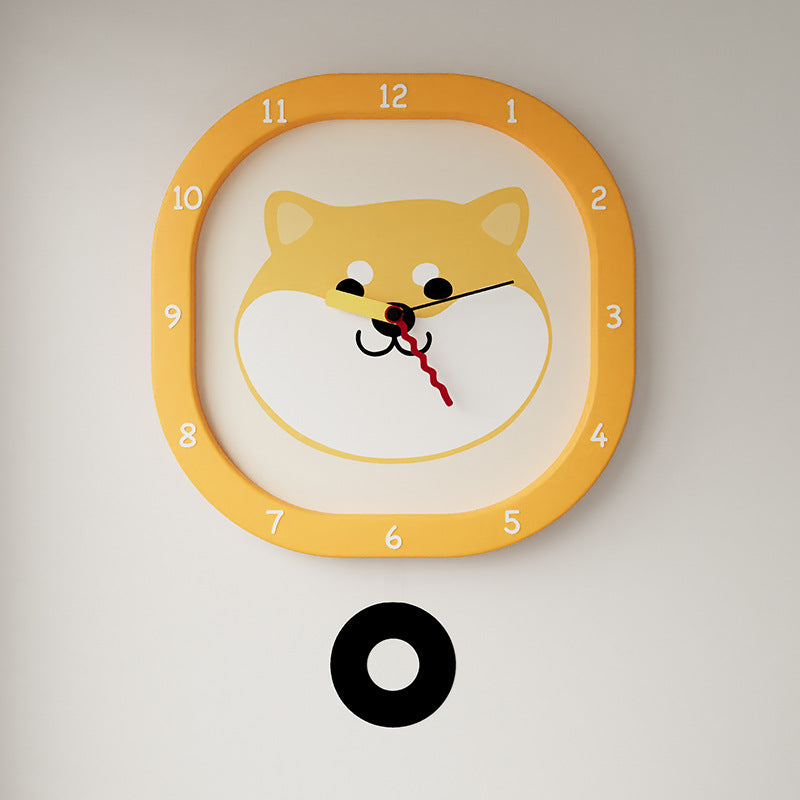 Dog Face Kids Bedroom Pendulum Silent Clock