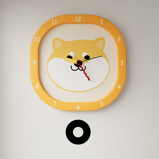 Dog Face Kids Bedroom Pendulum Silent Clock