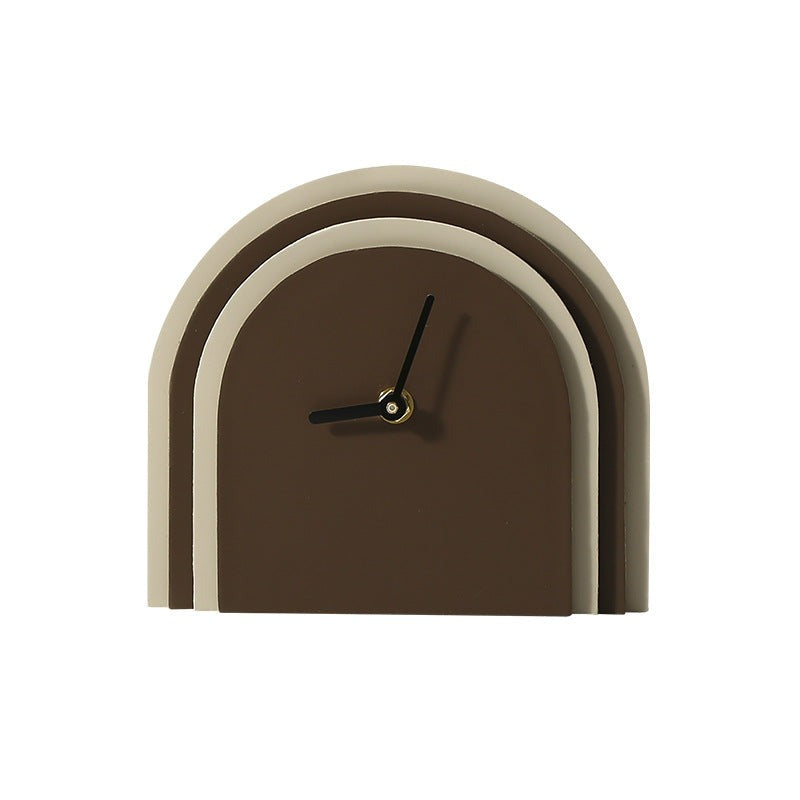 Multilayered Wooden Leather Cabinet Silent Clock