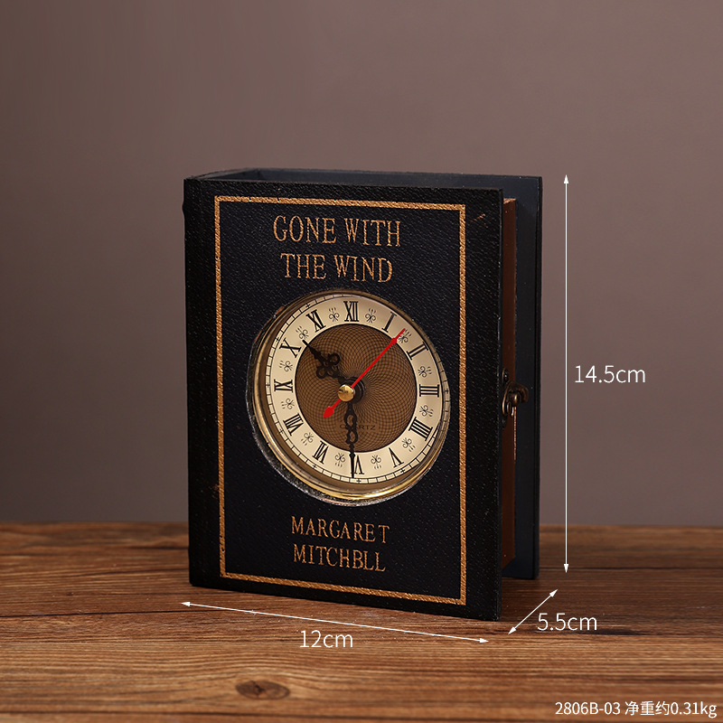 Nordic Vintage Wooden Storage Box Table Clock