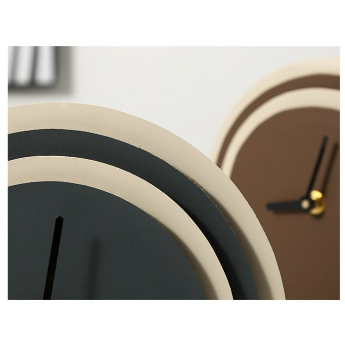 Multilayered Wooden Leather Cabinet Silent Clock