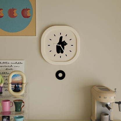 Black Cat Kids Bedroom Pendulum Silent Clock