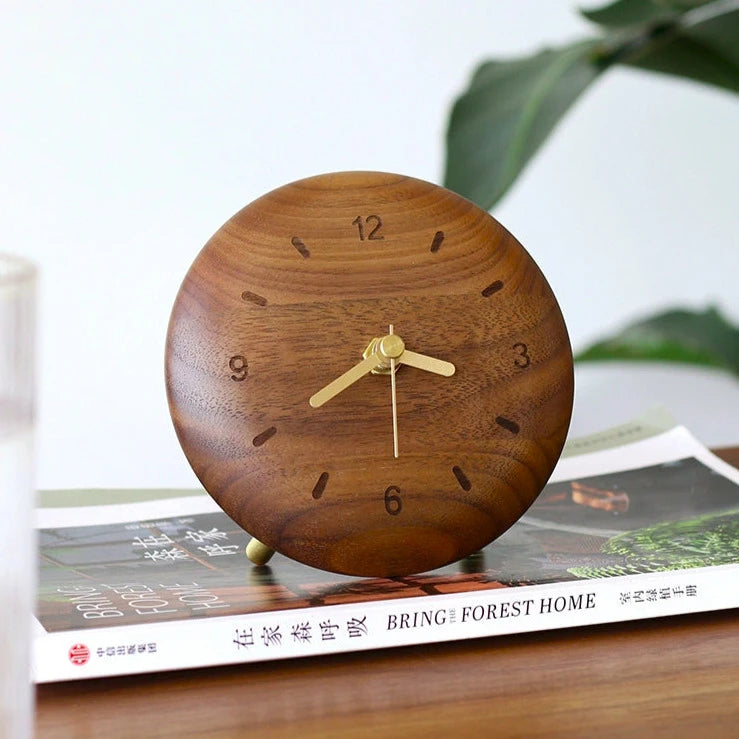 Walnut Solid Wood Minimalist Desktop Silent Clock