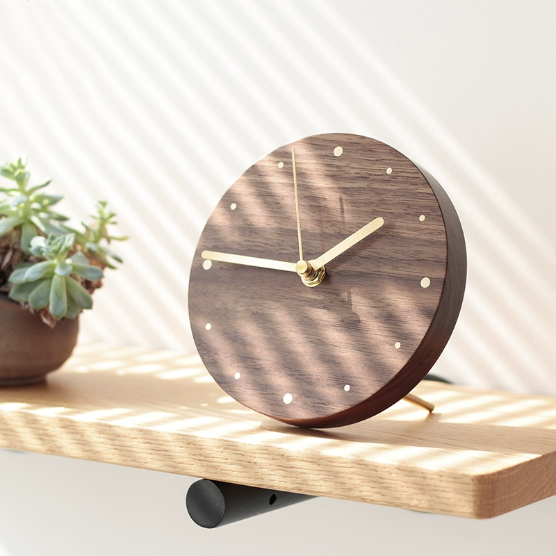 Walnut Wood Minimalist Desktop Silent Clock