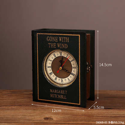 Nordic Vintage Wooden Storage Box Table Clock