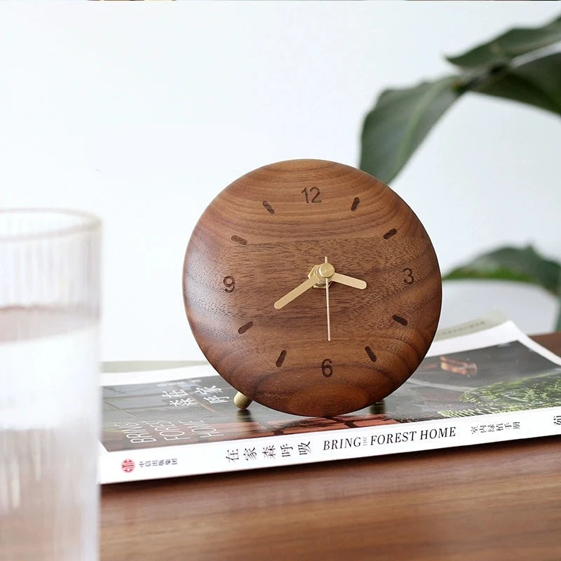 Walnut Solid Wood Minimalist Desktop Silent Clock