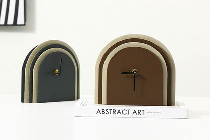 Multilayered Wooden Leather Cabinet Silent Clock