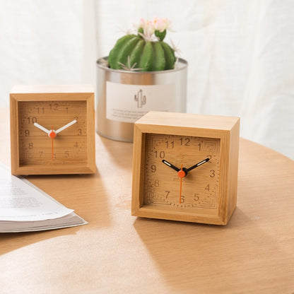 Wooden Square Silent Table Clock