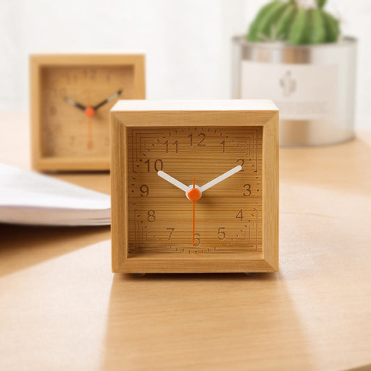 Wooden Square Silent Table Clock