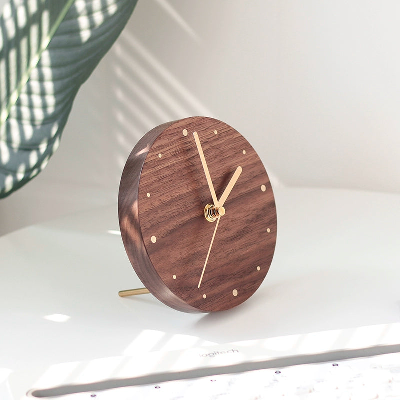 Walnut Wood Minimalist Desktop Silent Clock