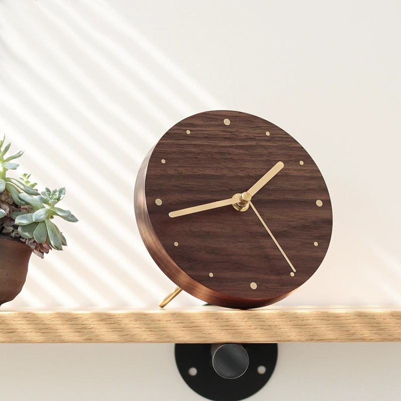 Walnut Wood Minimalist Desktop Silent Clock