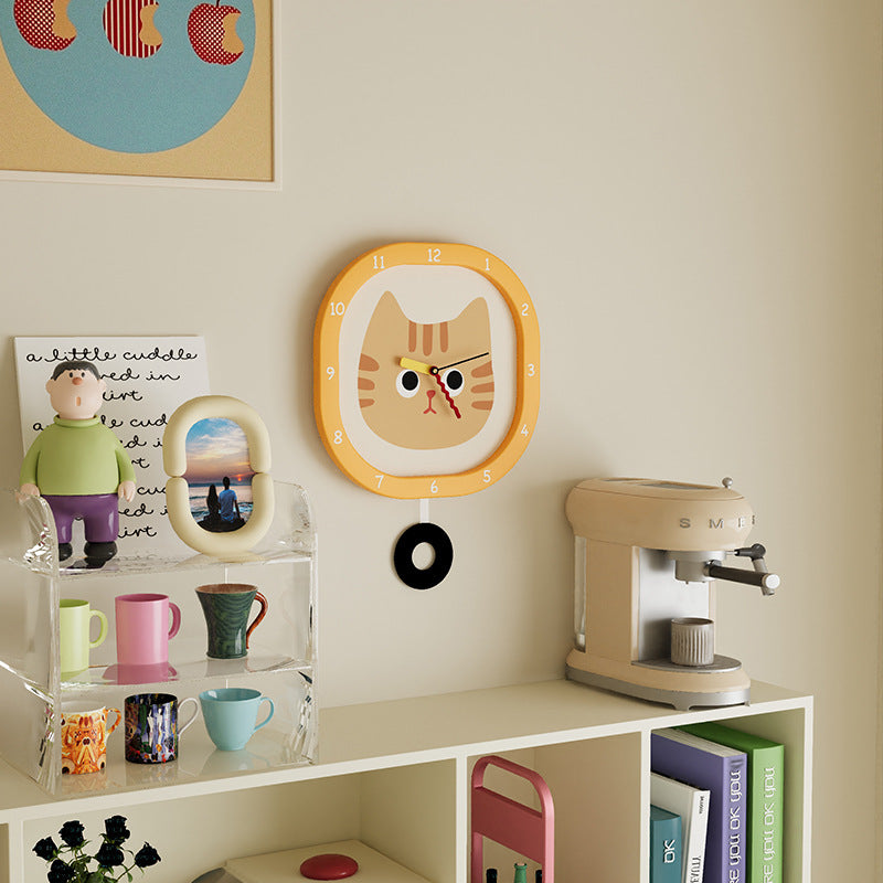 Cute Cat Kids Bedroom Pendulum Clock