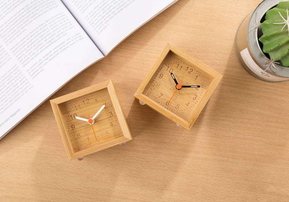 Wooden Square Silent Table Clock