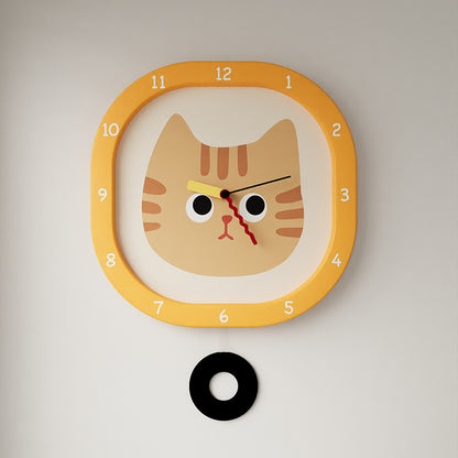 Cute Cat Kids Bedroom Pendulum Clock