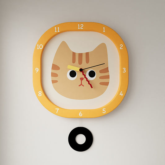 Cute Cat Kids Bedroom Pendulum Clock