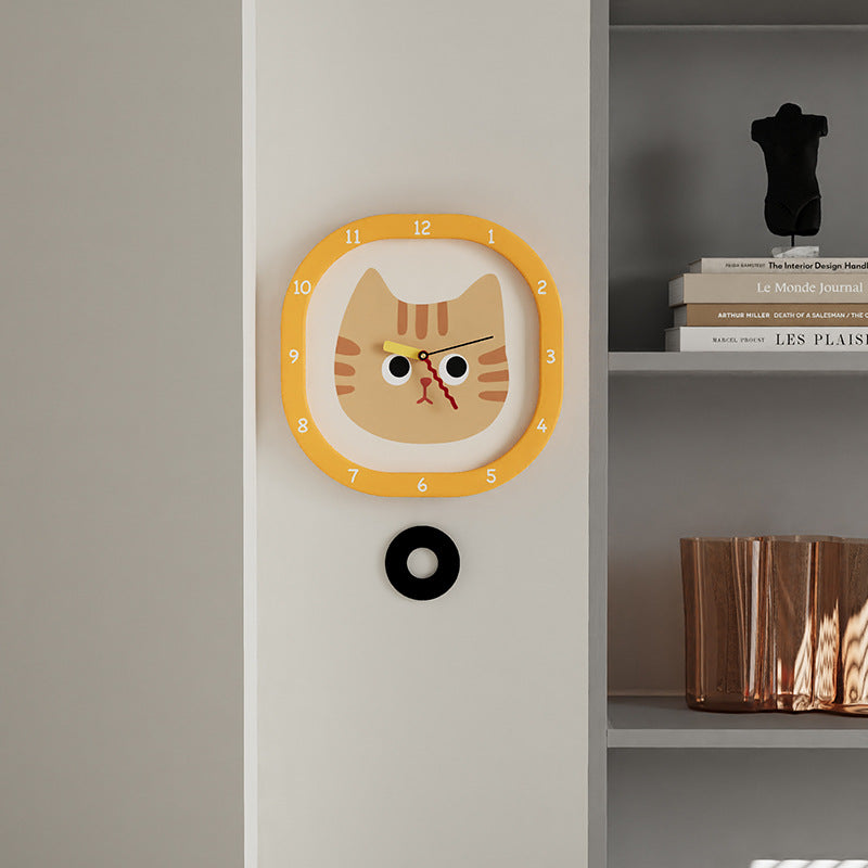 Cute Cat Kids Bedroom Pendulum Clock